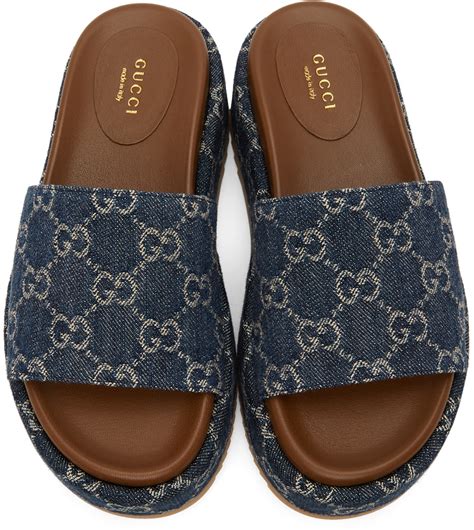 blue gucci slides womens